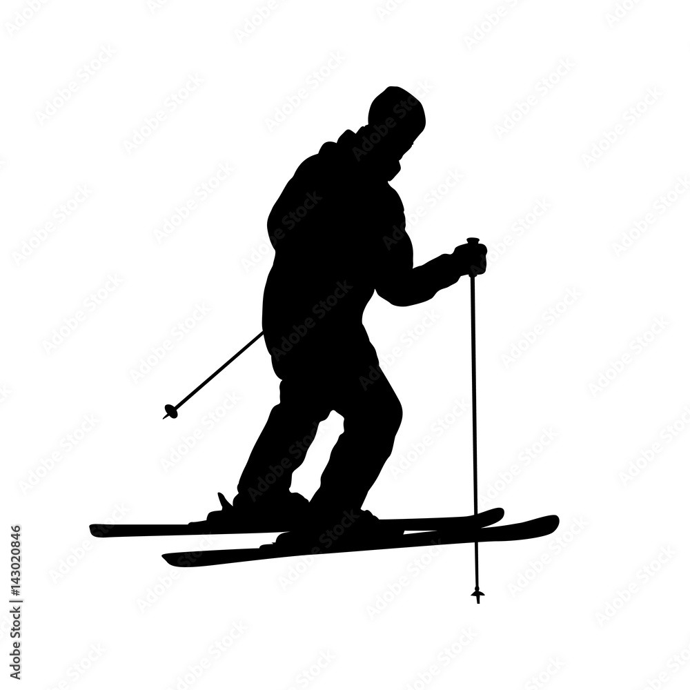 Fototapeta premium skiing man. Black on white