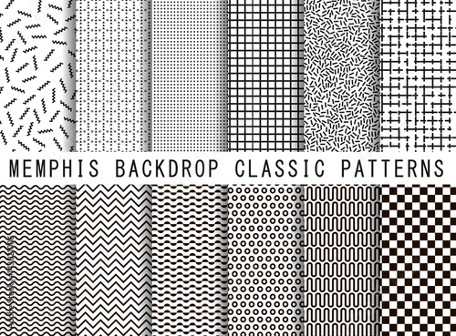 Memphis seamless pattern set