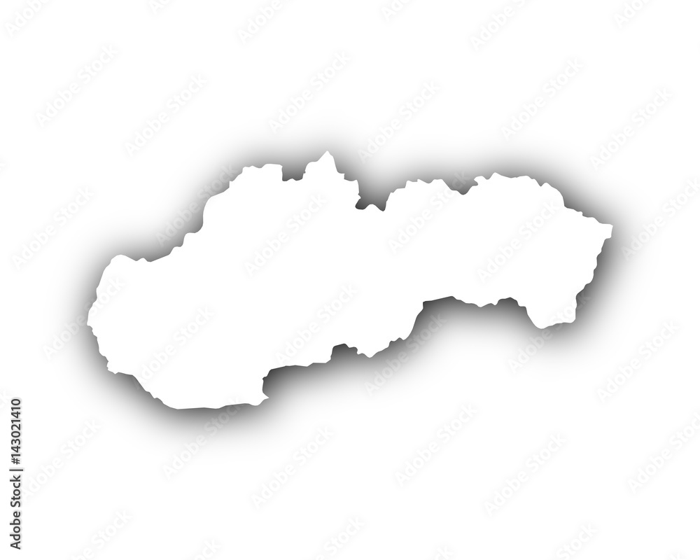 Karte der Slowakei mit Schatten