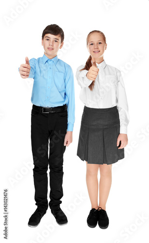 Cute boy and girl in school...