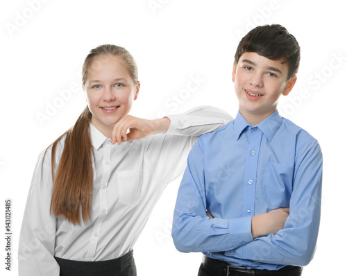 Cute boy and girl in school...