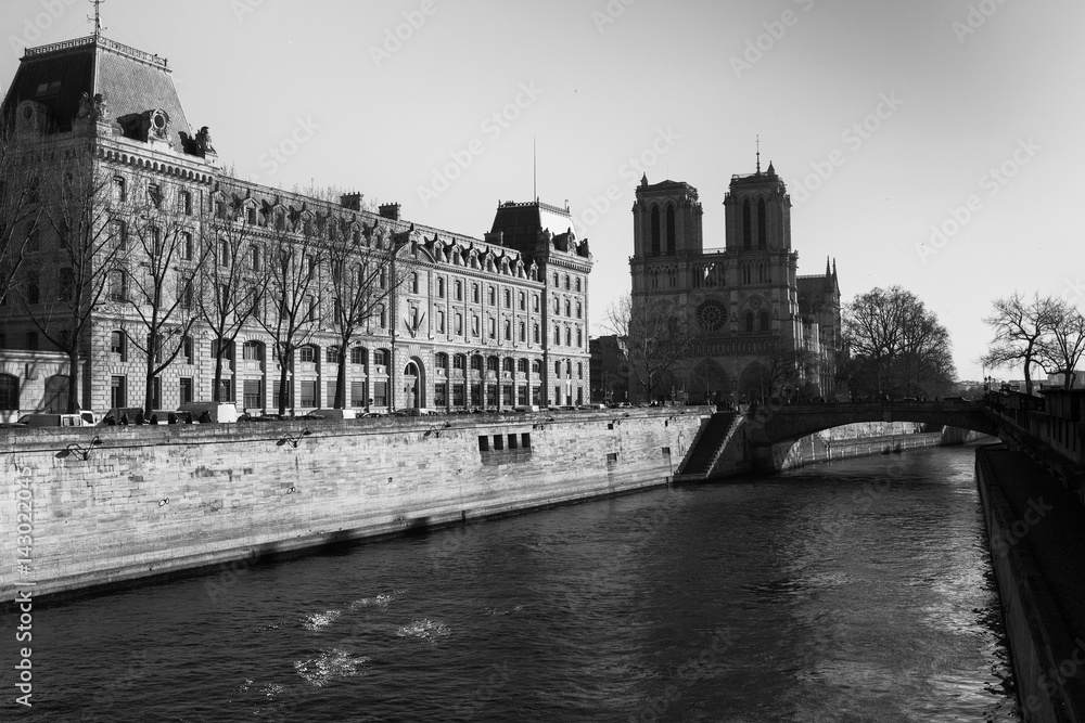 Black and white images of bridges on the Seine river in Paris.