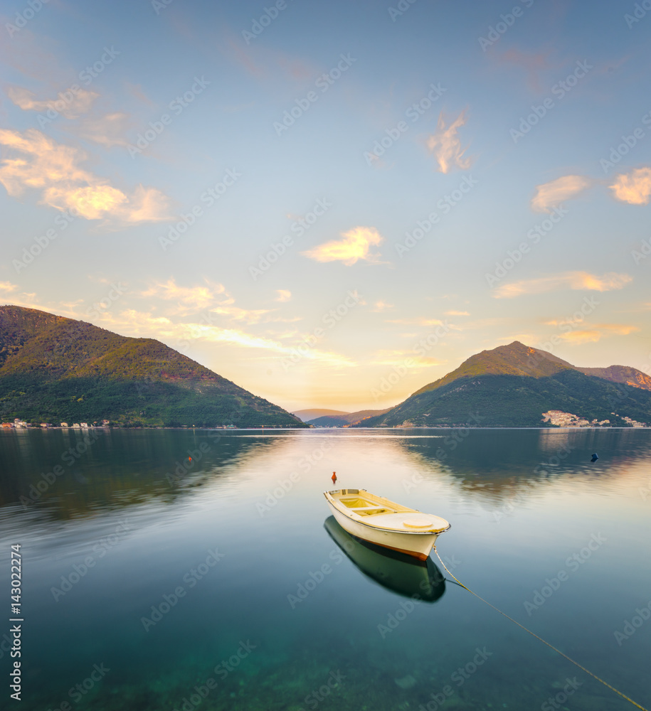 Sunrise over the Kotor Bay near Perast, Montenegro Sunrise over the Kotor Bay near Perast, Montenegro