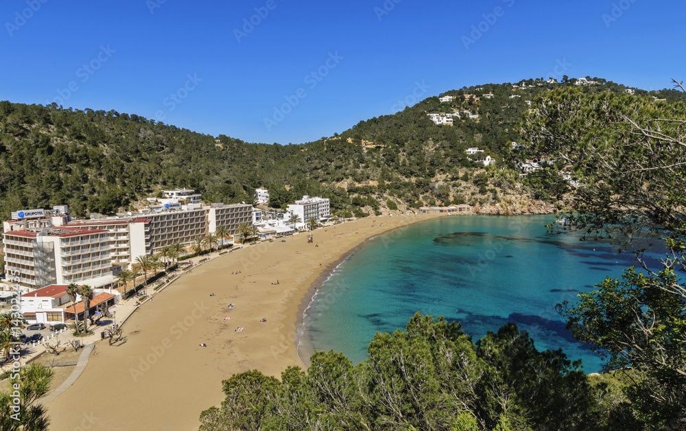 sandy beach from height Cala Sant Vicente