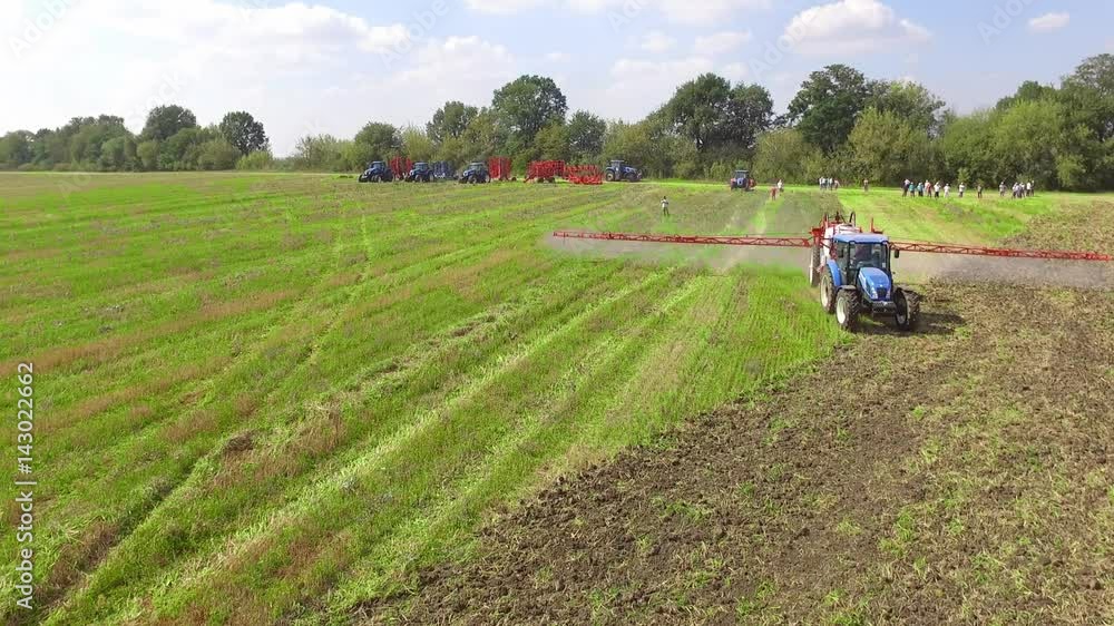 Sprayer Towed by Tractor (aerial shot) 2 Sprayer Towed by Tractor (aerial shot) 2