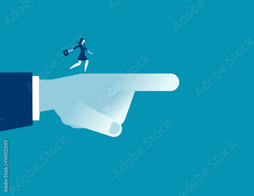 Boss or manager pointing to success. Concept success business illustration. Vector cartoon character and abstract