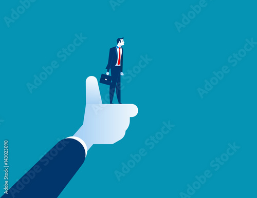 The best businessman of corporation, manager thumbs up. Concept business worker illustration. Vector cartoon character and abstract