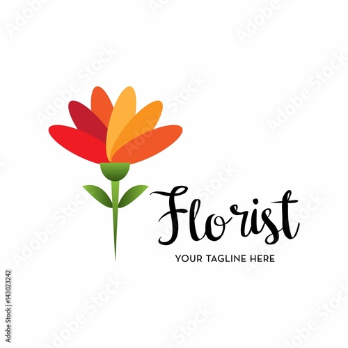 florist logo with text space for your slogan / tagline, vector illustration