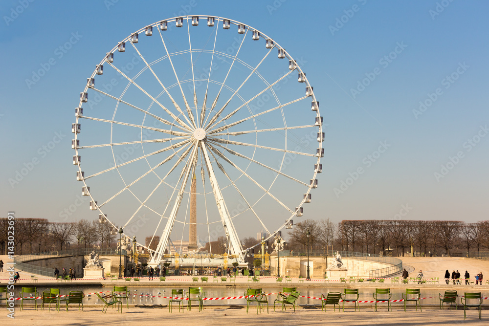 Ferris Wheel in Concorde Square ( Place de la Concorde ) view from Tuieres Garden