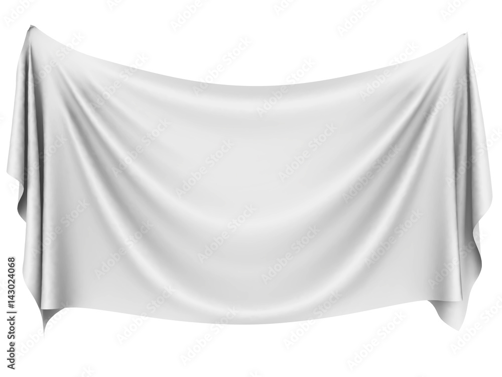 Blank white hanging cloth banner with folds. Stock Illustration | Adobe  Stock