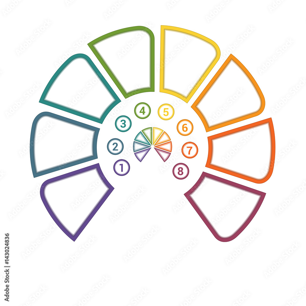 Semicircle template infographic 8 positions Semicircle template infographic 8 positions