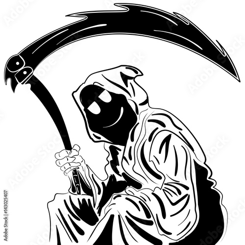 Grim Reaper. Illustration. ink sketch hand drawn