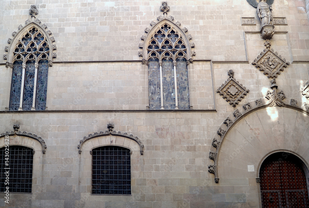 Obraz premium Gothic facade of the city council of Barcelona, Catalonia, Spain