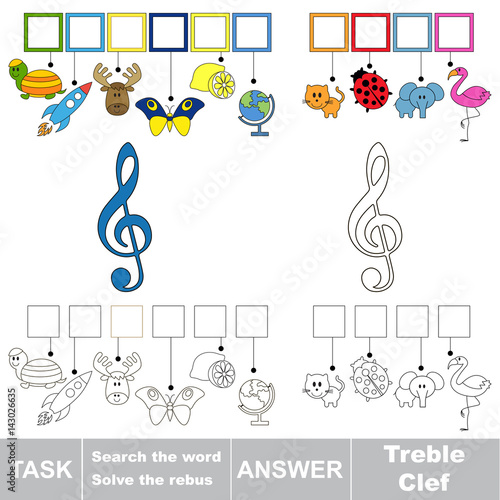 Search the hidden word, the simple educational kid game.