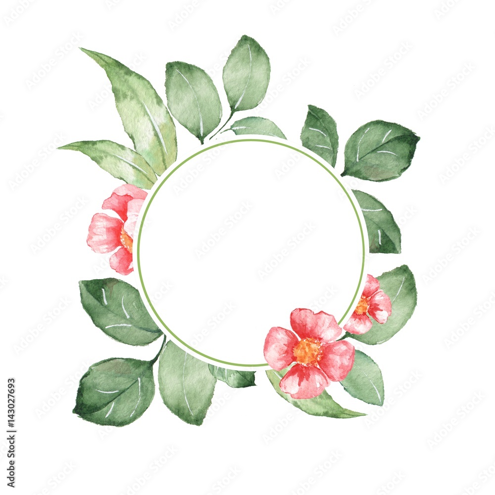 Naklejka premium Watercolor floral frame. Element for design. Watercolor background 3
