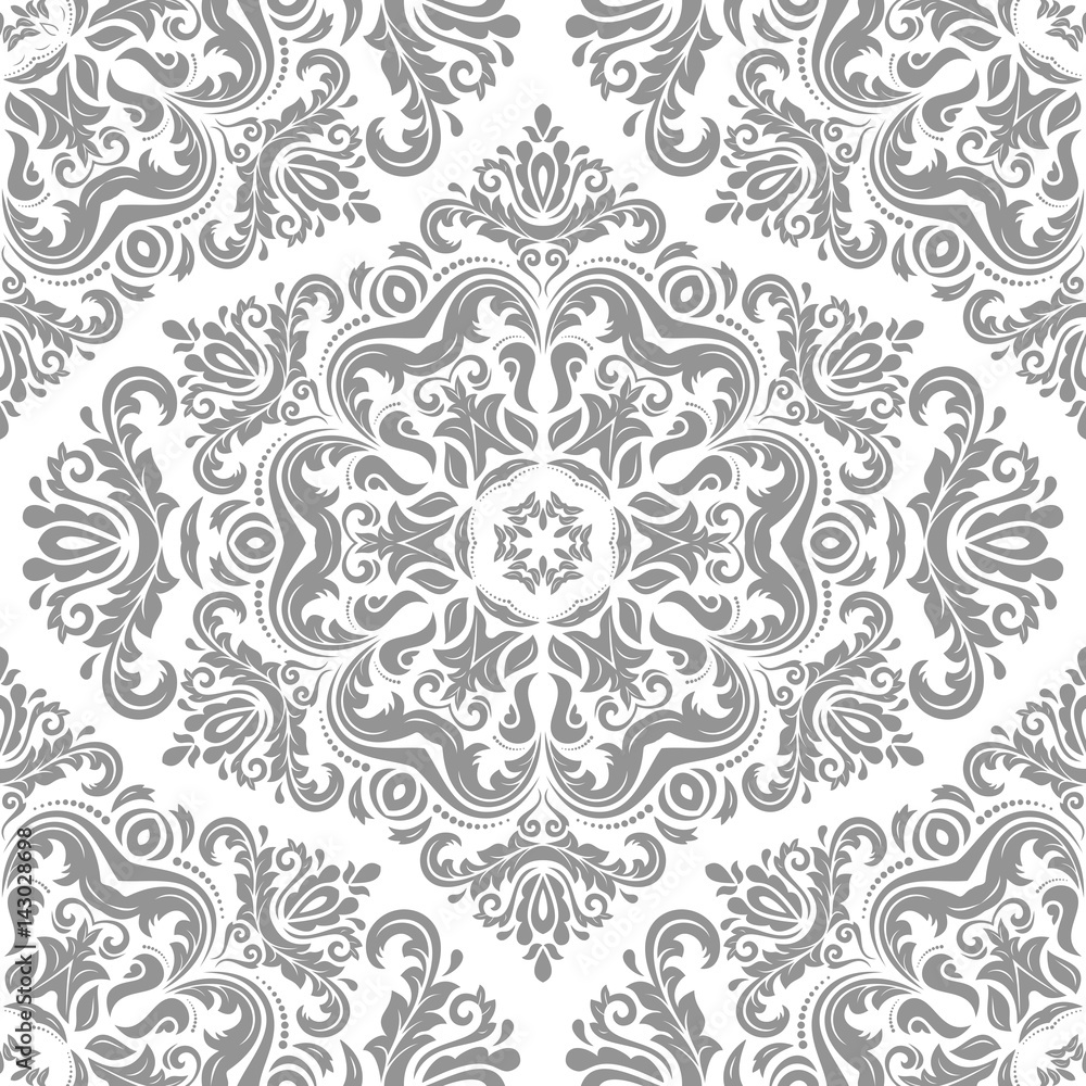 Damask vector classic light pattern. Seamless abstract background with repeating elements. Orient background
