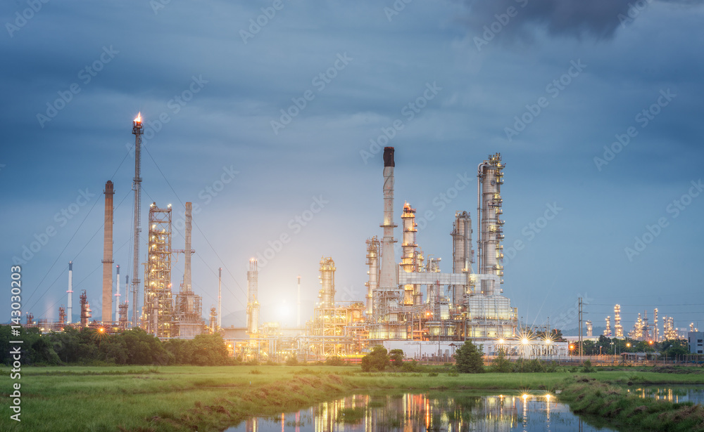 Oil Refinery factory Petroleum at twilight sunset Oil Refinery factory Petroleum at twilight sunset