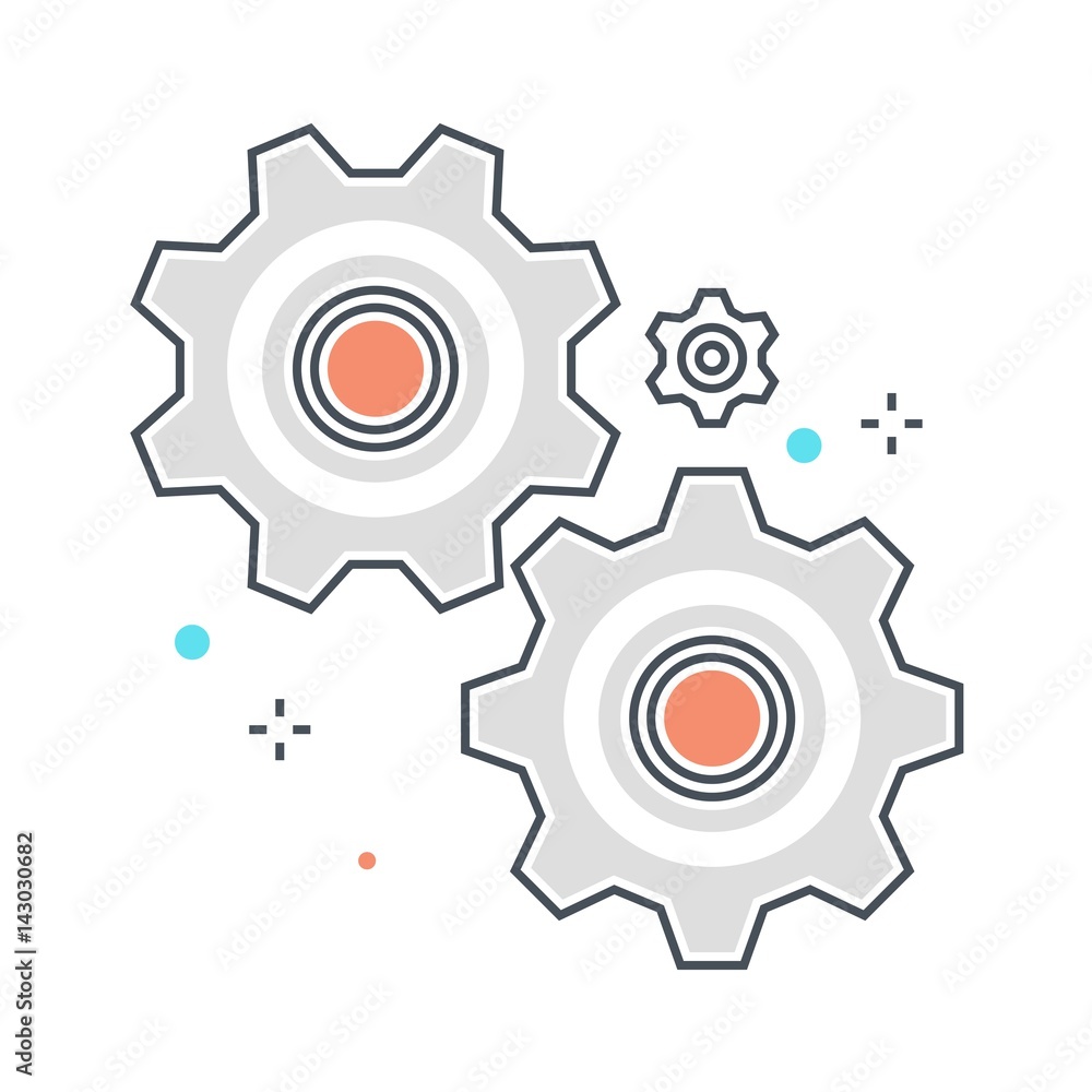 Color line, gears, cogwheel concept illustration, icon Color line, gears, cogwheel concept illustration, icon