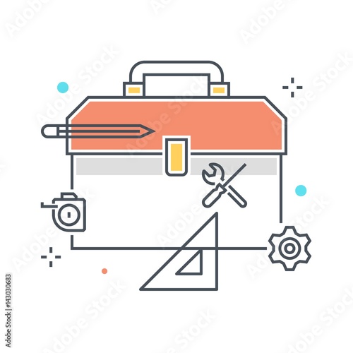 Color line,  construction tools concept illustration, icon