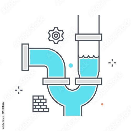 Color line, water pipe concept illustration, icon