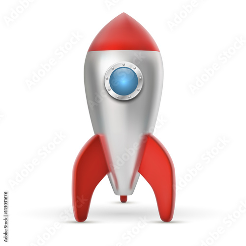 Metal space ship with red wings