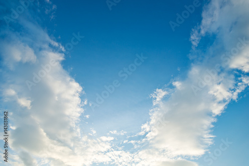 white clouds against blue sky for background.