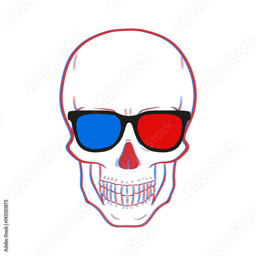 Skull with 3d glasses