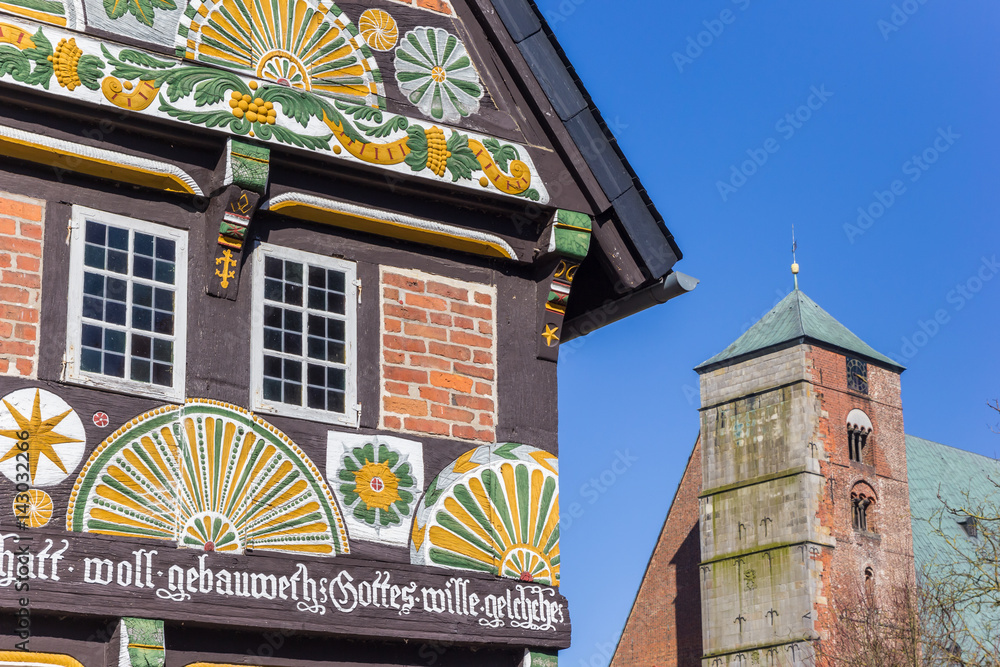 Historical house and Dom tower in Verden Historical house and Dom tower in Verden