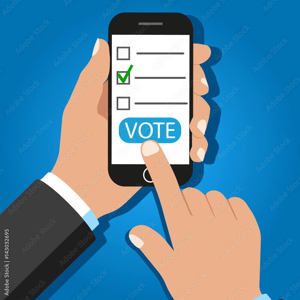 Vote. Smartphone. Vector. Isolated. Flat design. Vote. Smartphone. Vector. Isolated. Flat design.