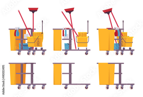 Full and empty janitor cart