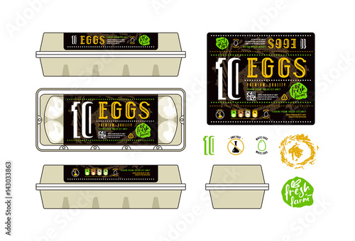 Set of template labels for egg packaging