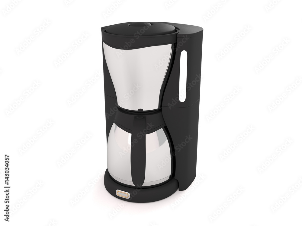 3d illustration black electric coffee machine iolirovannaya on a white background. 3d illustration black electric coffee machine iolirovannaya on a white background.