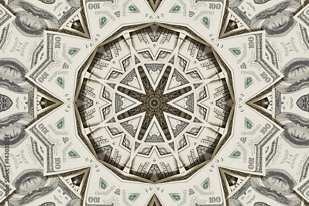 Stack of dollars on white background
