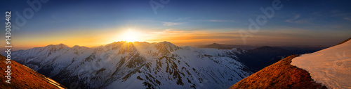 Panoramic view of sunset at western tatra mountain