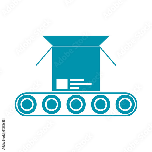 Conveyor with box vector icon