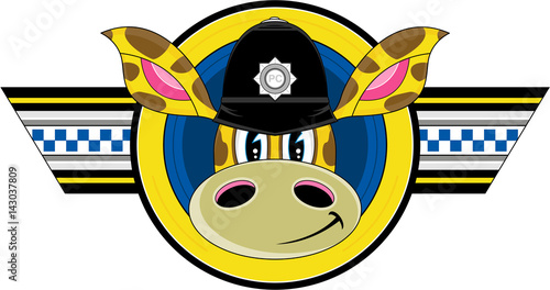 Cute Cartoon Giraffe Policeman