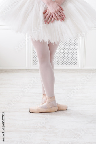 Ballerina legs closeup in third position