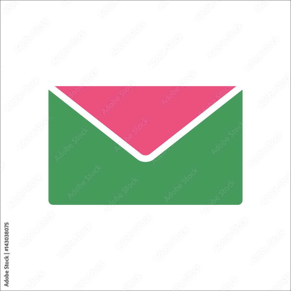 Envelope or message or mail simple flat icon on background Envelope or message or mail simple flat icon on background
