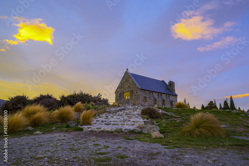 Sunrise at the Church of the Good Shepard, New Zealand. © nelzajamal