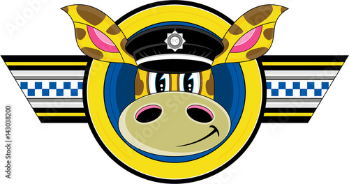 Cute Cartoon Giraffe Policeman