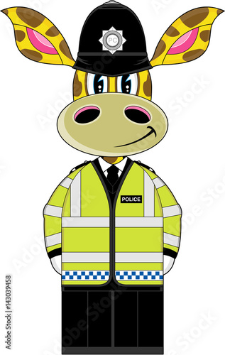 Cute Cartoon Giraffe Policeman
