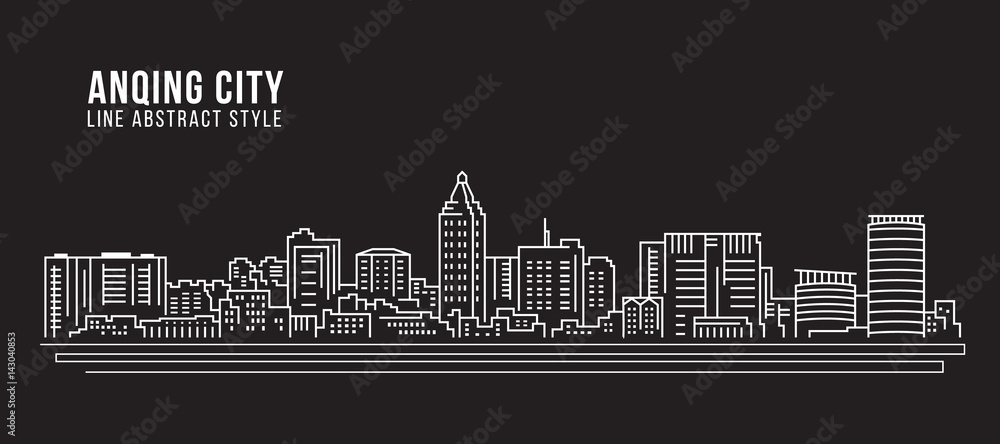 Cityscape Building Line art Vector Illustration design - Anqing city