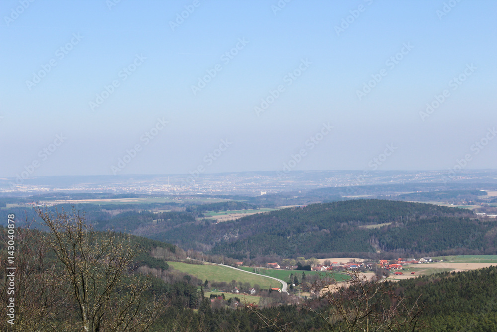 Fototapeta premium Czech landscape, panorama view to city Ceske Budejovice