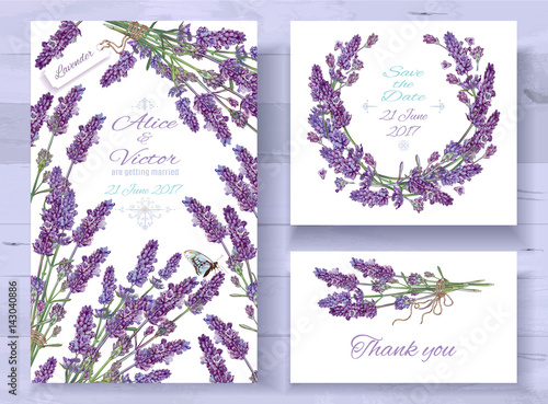 Lavender invitations set