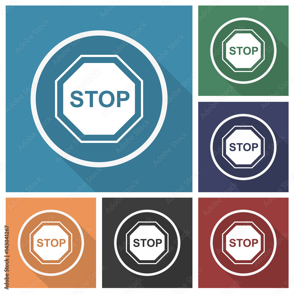 Button - Set - Schatten - Stoppschild Button - Set - Schatten - Stoppschild