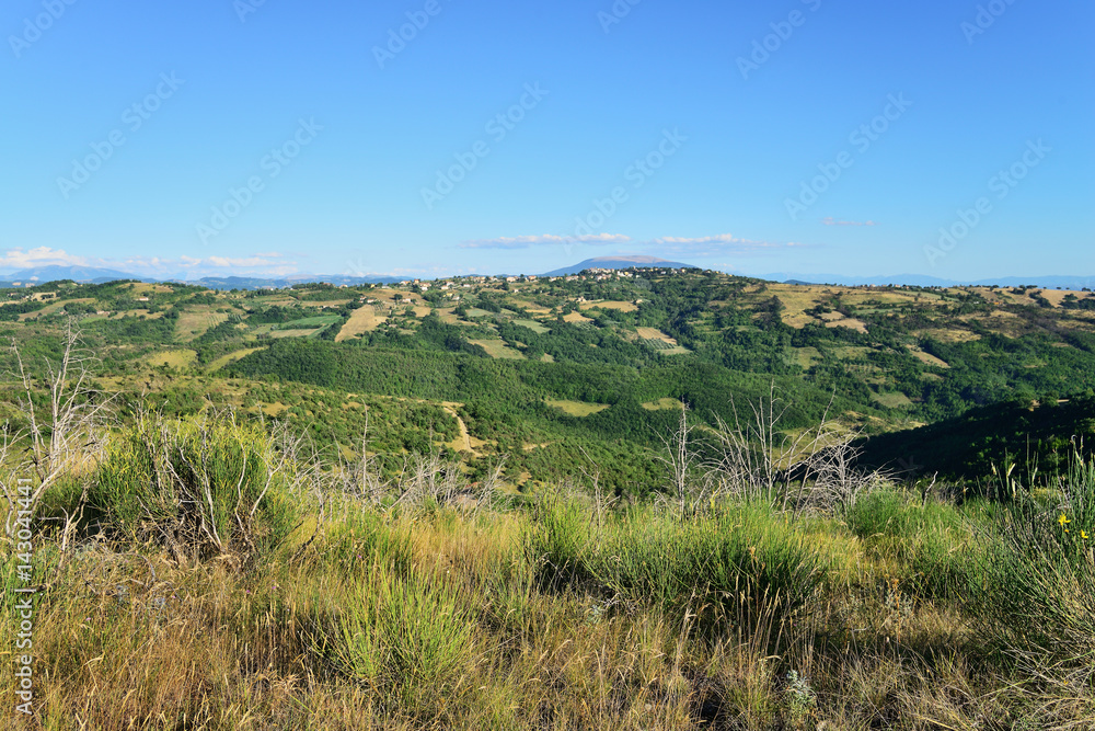 Countryside panorama near Casacce and Perugia, Umbria region, Italy.