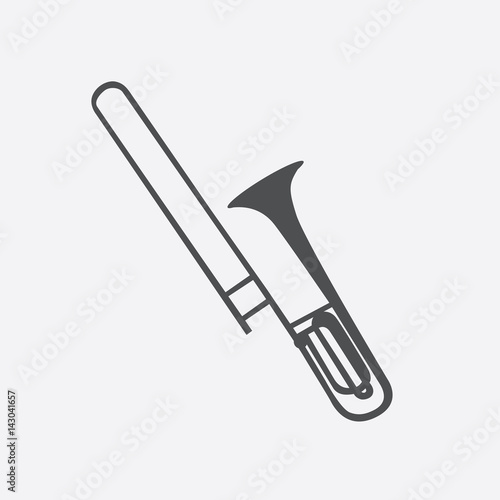 Brass Instrument Trombone, which Plays Jazz Music Direction. Vec