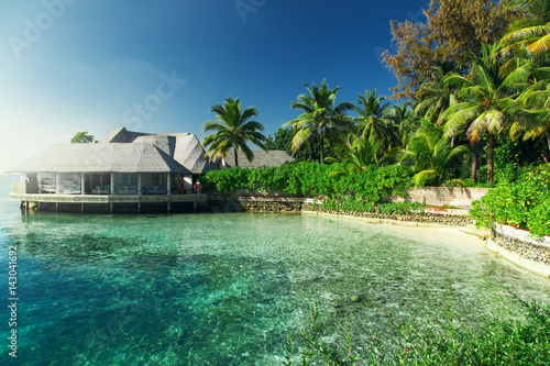 Tropical resort at islands. Indian Ocean  Maldives