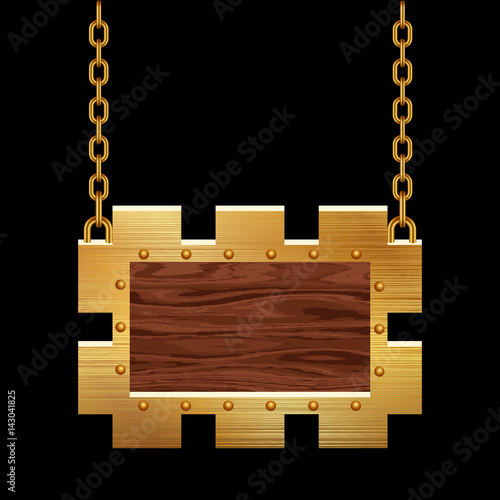 Blank wooden signboard with...