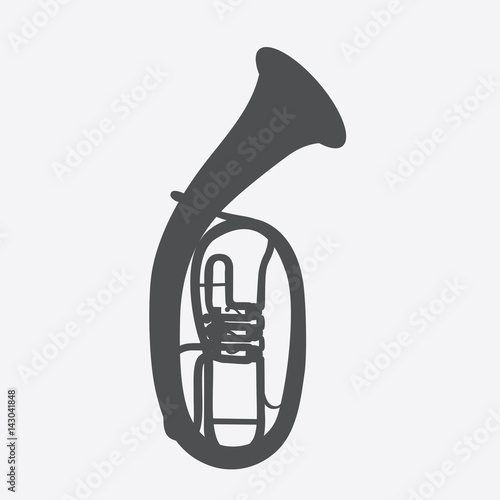 Widely Menzurny Brass Instrument Tube. Vector Illustration.